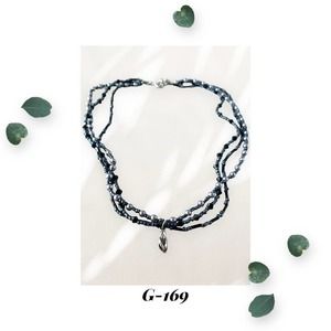 Sterling Silver Flip Flop Sandal Charm 3-Strand Necklace - Purple Blue Black